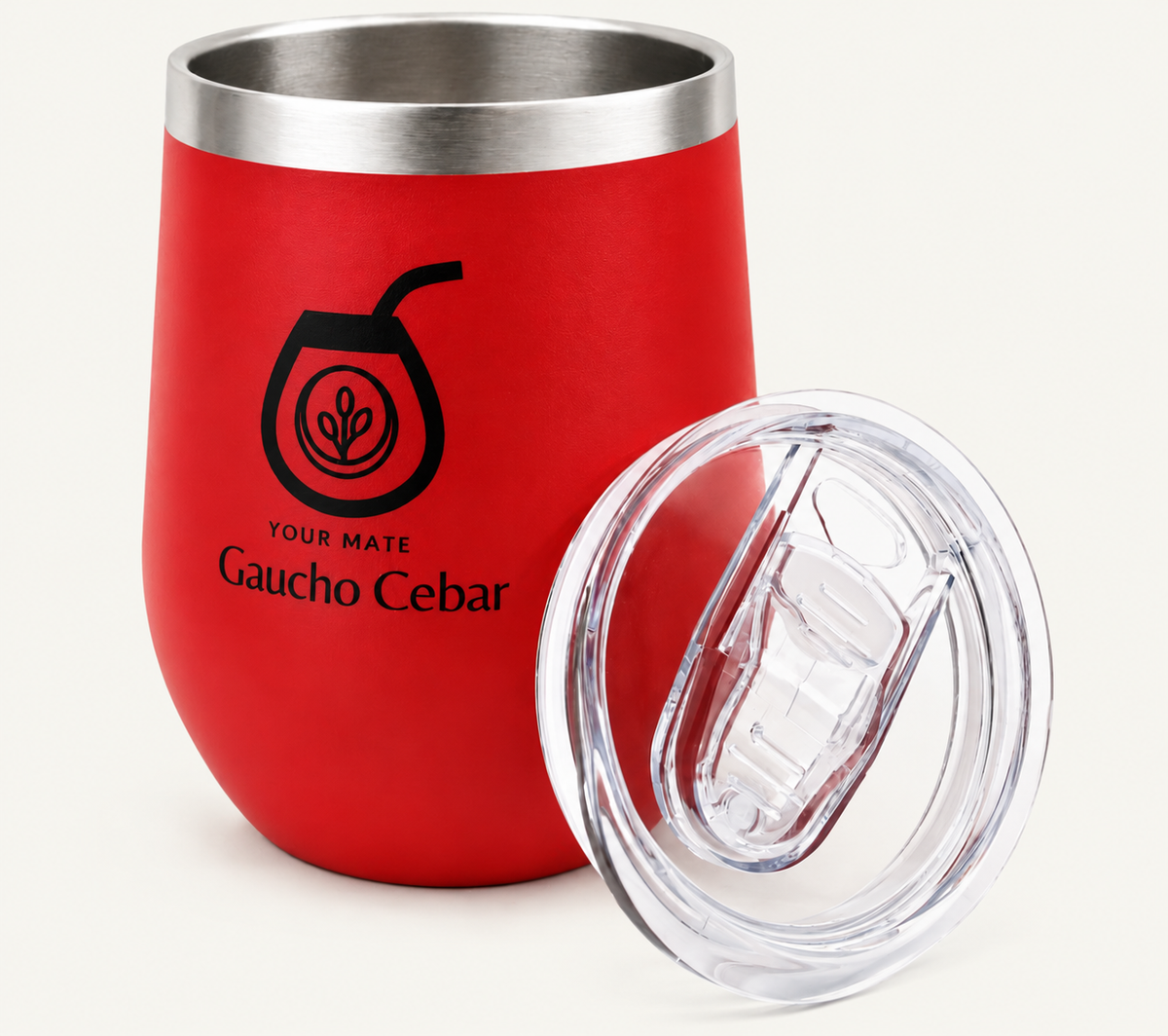 Gaucho Cebar crvena posuda za mate sa poklopcem – fotografija proizvoda